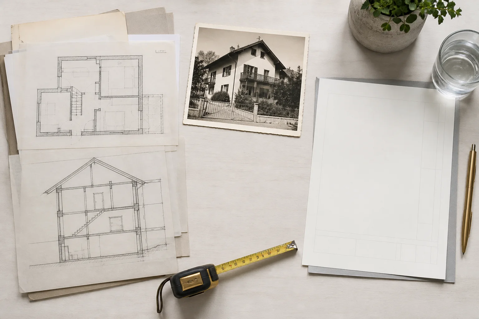 Plans, factures et photos datées préparés pour un projet d’isolation